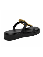 Black Buckle Front Sandals