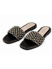 Black Beaded Flats