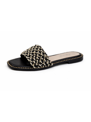 Black Beaded Flats