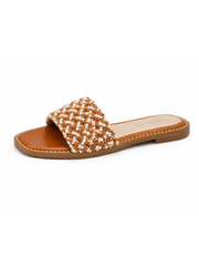Tan Beaded Flats