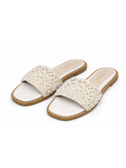 White Beaded Flats