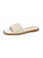 White Beaded Flats