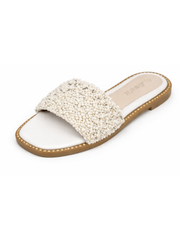 White Beaded Flats