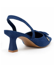 Dark Denim Sling Back Kitten Heels