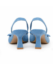 Light Denim Sling Back Kitten Heels