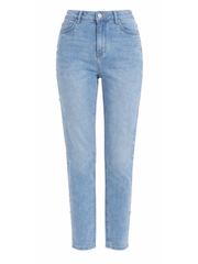 Light Denim Embellished Straight Leg Jeans
