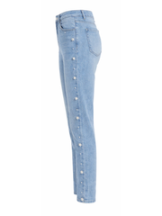 Light Denim Embellished Straight Leg Jeans