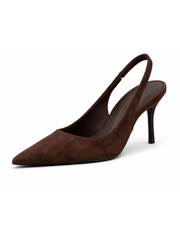 Chocolate Faux Suede Sling Backs