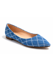 Denim Raw Edge Patterned Flats