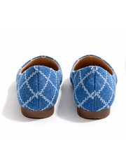 Denim Raw Edge Patterned Flats