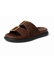 Chocolate Buckle Strap Sliders