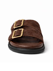 Chocolate Buckle Strap Sliders