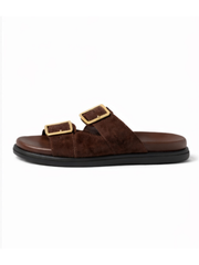 Chocolate Buckle Strap Sliders