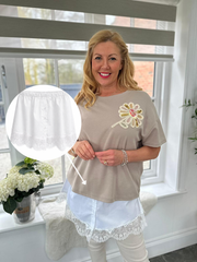 White Lace Trim Shirt Extender