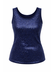 Navy Sequin Vest Top Rebecca