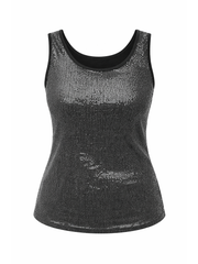 Black Sequin Vest Top Rebecca