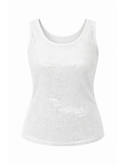 White Sequin Vest Top Rebecca