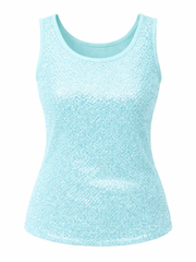 Blue Sequin Vest Top Rebecca