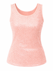 Peach Sequin Vest Top Rebecca