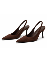 Chocolate Faux Suede Sling Backs