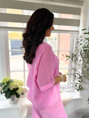 Candy Pink Bubble Cotton Trouser Set Hayley