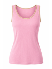 Pink Gold Trim Ribbed Vest Maria