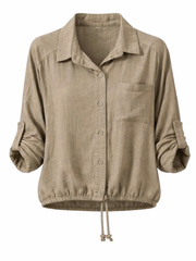 Mocha Textured Drawstring Jacket Kaylee