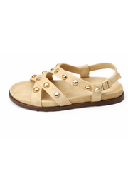 Stone Studded Cross Strap Sandals