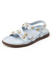 Blue Studded Cross Strap Sandals