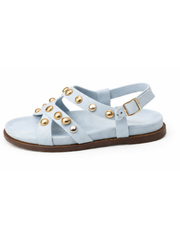 Blue Studded Cross Strap Sandals