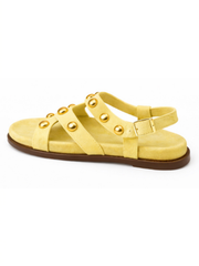 Yellow Studded Cross Strap Sandals