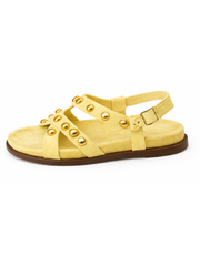 Yellow Studded Cross Strap Sandals