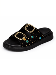 Black Gem Buckle Sliders