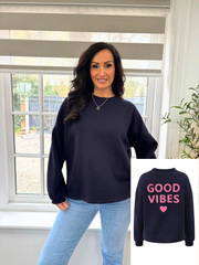 Navy Premium Good Vibes Sweatshirt Alya