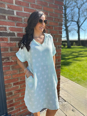 Mint Polka Dot Bubble Cotton Dress Mandy