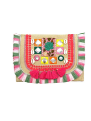 Neon Tribal Fringed Clutch
