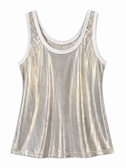Gold Ribbed Shimmer Vest Juniper