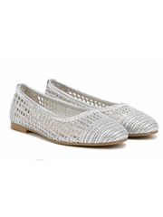 Silver Woven Ballet Flats