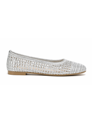 Silver Woven Ballet Flats