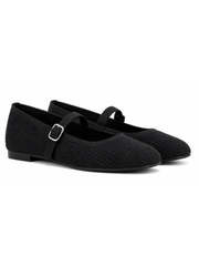 Black Cord Buckle Flats