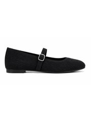 Black Cord Buckle Flats
