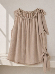 Mocha Sleeveless Tie Detail Top Ashley