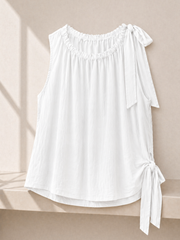 White Sleeveless Tie Detail Top Ashley