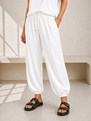 White Cuffed Ashley Trousers