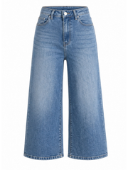 Light Denim Cropped Wide Leg Jeans