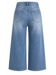 Light Denim Cropped Wide Leg Jeans