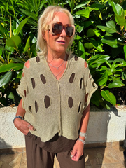Gold Distressed Metallic Knit Bianca
