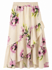 Stone Asymmetric Floral Frill Skirt Amy