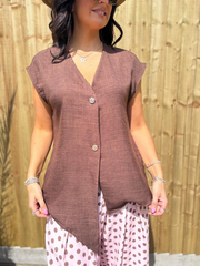 Chocolate Sleeveless Top Margot