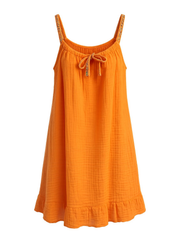 Orange Tie Detail Bubble Cotton Dress Eileen